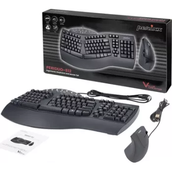 Perixx PERIDUO-512 DE B Conjunto de teclado e rato com fio Ergonómico QWERTZ Preto (12321)