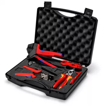 Conjunto de alicates de cravar Knipex 97 91 04 V01 cinzento laranja vermelho 5 peças