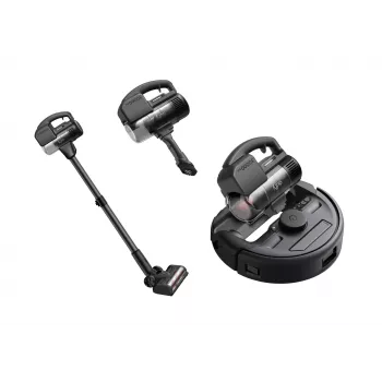Aspirador robô Eufy E20 preto — redondo, base com saco de pó, 150 minutos de autonomia, 35 cm de diâmetro