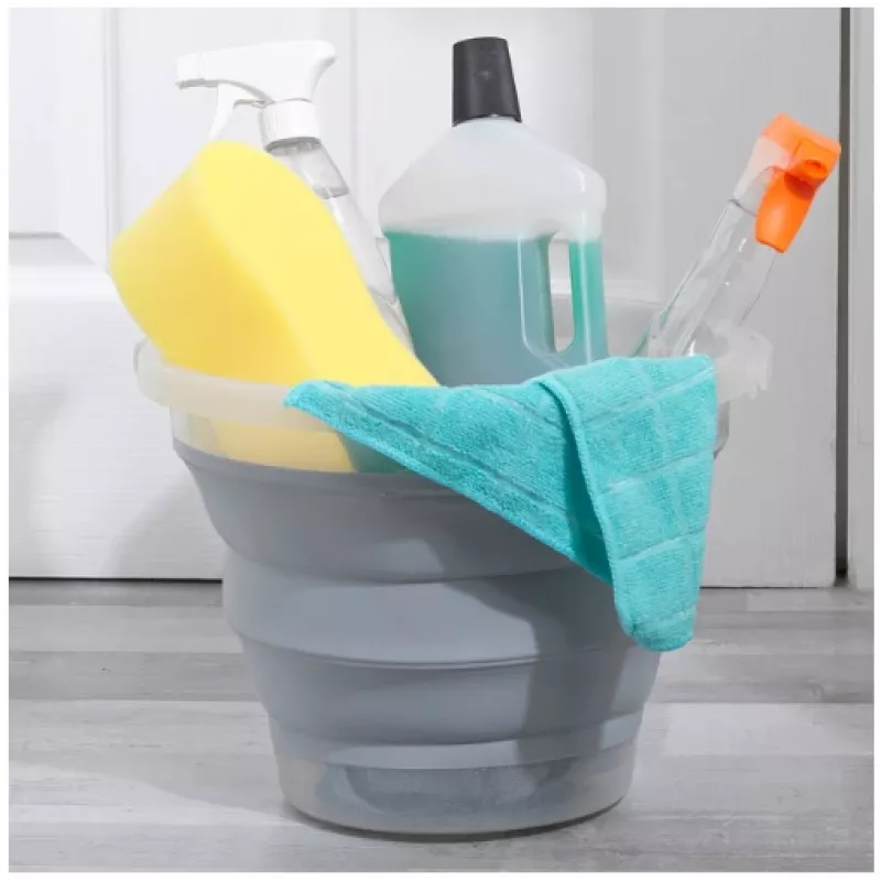 Balde dobrável Beldray LA084354GRYBEU7 10 L, corpo em silicone dobrável, design com brilho