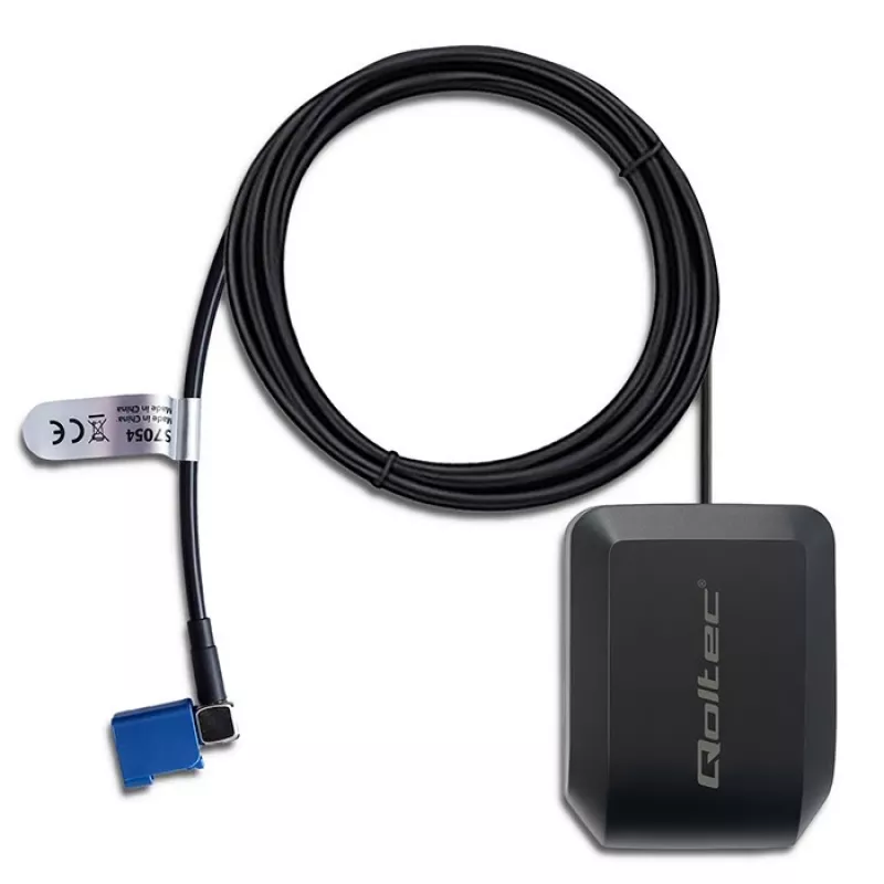 Antena GPS GLONASS QOLTEC 57054 com base magnética, ganho de 28 dB