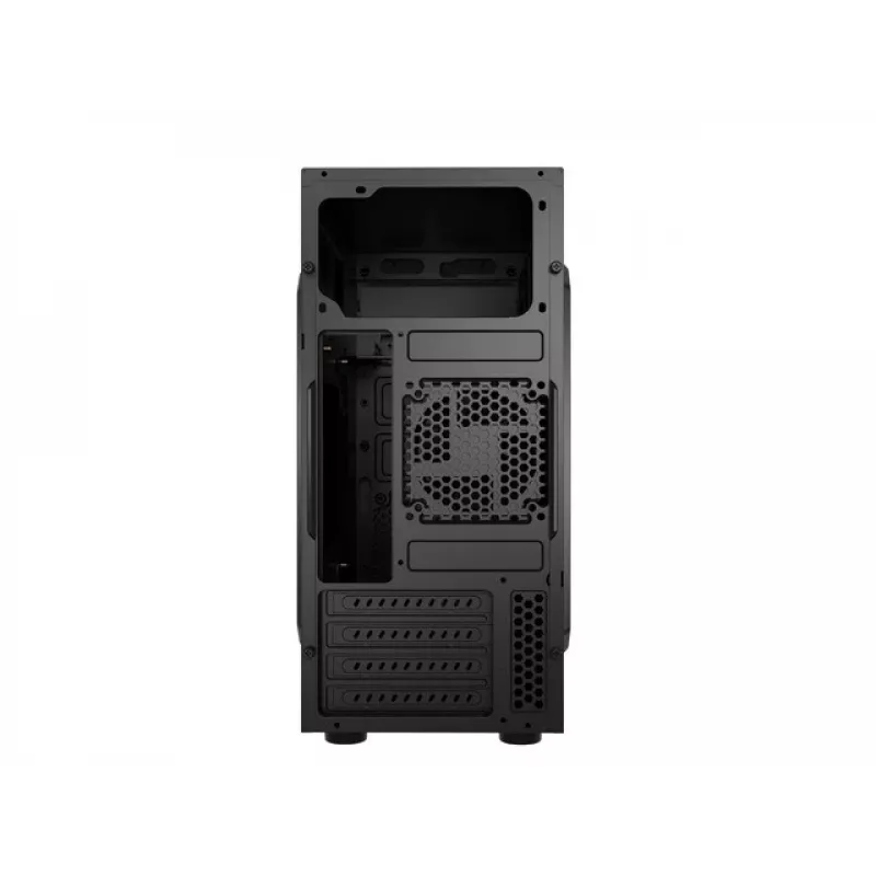 Caixa de PC NATEC Helix Mini Tower preto — microATX/Mini-ITX, 3×3,5 polegadas + 5×2,5 polegadas, GPU 33 cm, ligações USB-C/USB-A