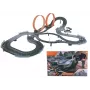 Pista de carros mecânica de brinquedo Madej Auto-Rennbahn com dois loopings — 011406, conjunto com carros de corda e de empurrar para crianças