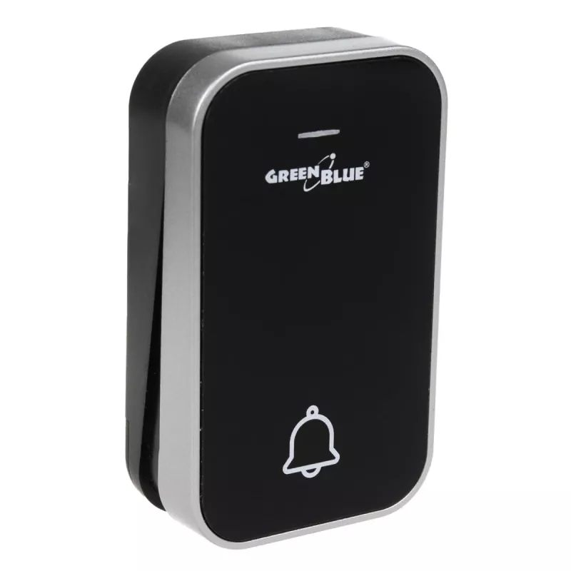Campainha sem fios sem pilhas GreenBlue GB157B Kinetic, melodias, preto, alcance até 200m, IP44