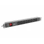Lanberg PDU-08I-0200-C20-BK Unidade de distribuição de energia (PDU) 1U Preto 8 saídas AC (PDU-08I-0200-C20-BK)
