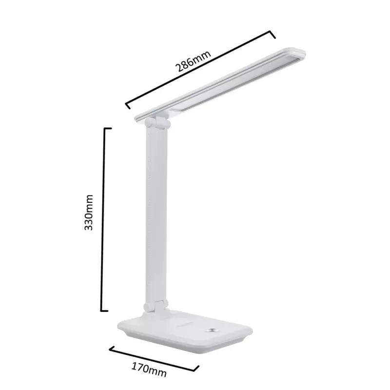 Candeeiro de secretária LED MACLEAN MCE614W 9 W, branco, inclinável e regulável