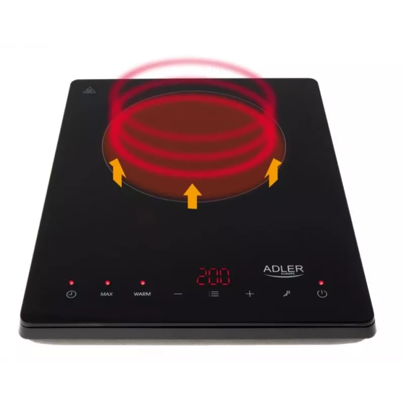 Placa de cozinha Adler AD 6513 Preta Aparelho de mesa 29 cm Zona Placa de indução 1 Zona(s)