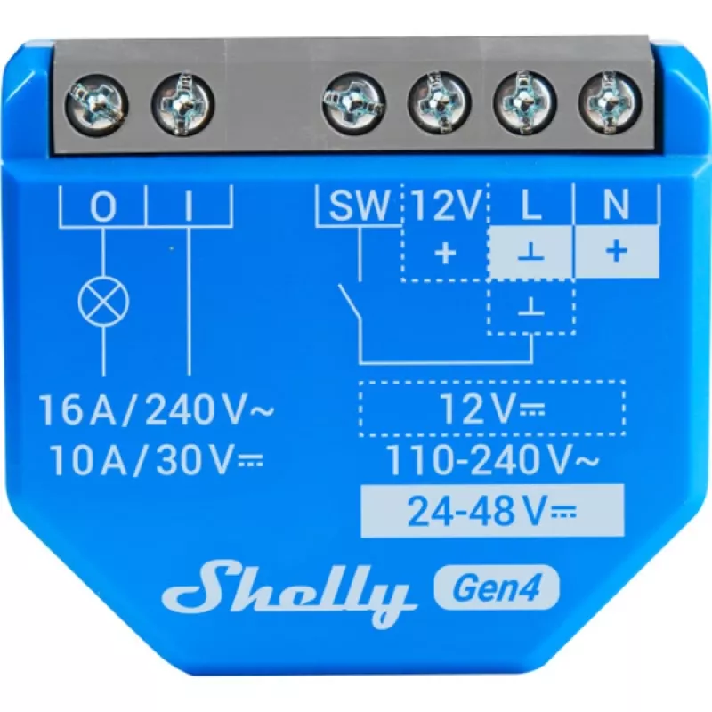 Interruptor inteligente Shelly 1 Gen4, sem fios, 240 V AC, Bluetooth 5.0/Wi‑Fi/ZigBee, caixa de plástico, 42×16×37 mm, pack de 2