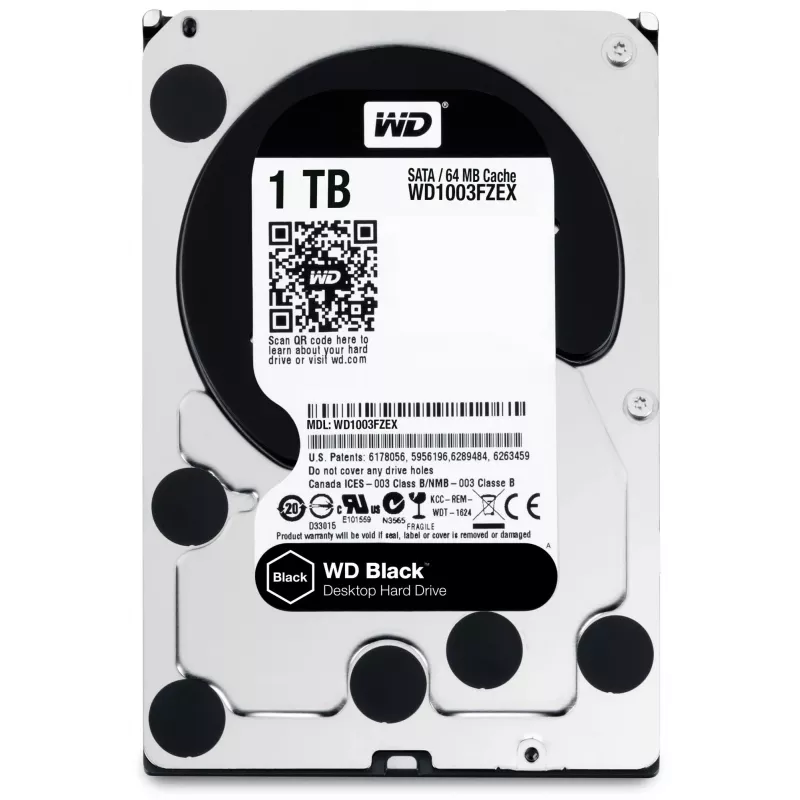 HDD | WESTERN DIGITAL | preto | 1TB | SATA 3.0 | 64 MB | 7200 rpm | 3,5 | WD1003FZEX