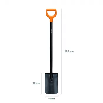 Pá Fiskars 131403 — pá de jardim Fiskars modelo 131403, lâmina de aço, cabo de madeira