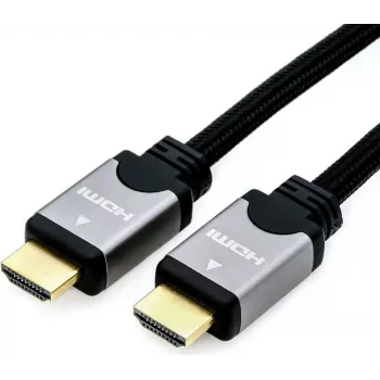 Roline High Speed - cabo HDMI com Ethernet - HDMI (macho) para HDMI (macho) - 1 m - isolamento duplo - preto/prateado