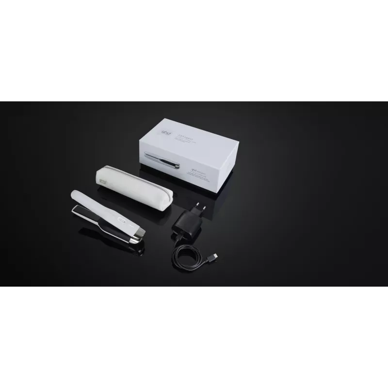Ferro de alisar GHD Unplugged Warm White iões de lítio 300g