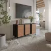 Cómoda Cama Meble VOLARE 151 x 39 x 75 cm, preto/nogueira, aglomerado