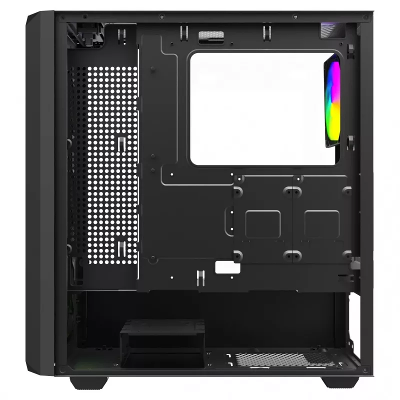 Savio Noctis Glass RGB Cube caixa para PC, ATX/Micro-ATX/Mini-ITX, frente de vidro temperado, ventoinhas RGB, preta