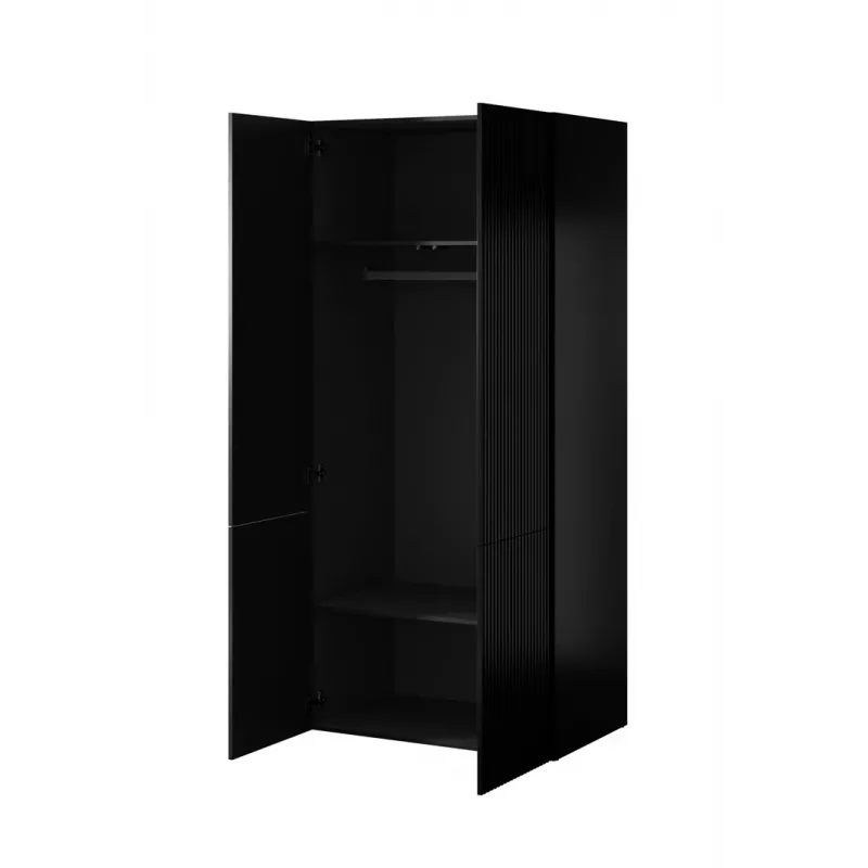 Roupeiro cama meble PAFOS 2D 90×55,5×198,5 cm Preto mate — 2 prateleiras