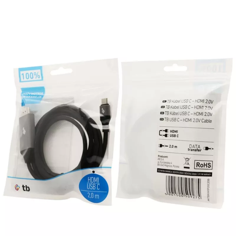 Cabo TB HDMI 2.0V - USB 3.1 Type C (AKTBXVH1P20C20B)