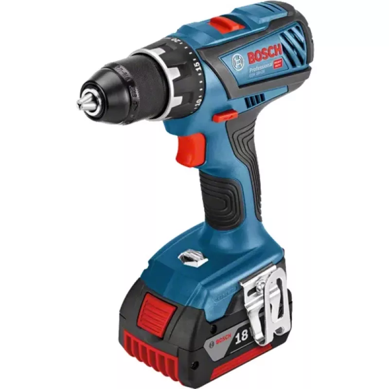 Berbequim aparafusador a bateria Bosch GSR 18V-28 com sistema 18V e 2×3,0-Ah baterias
