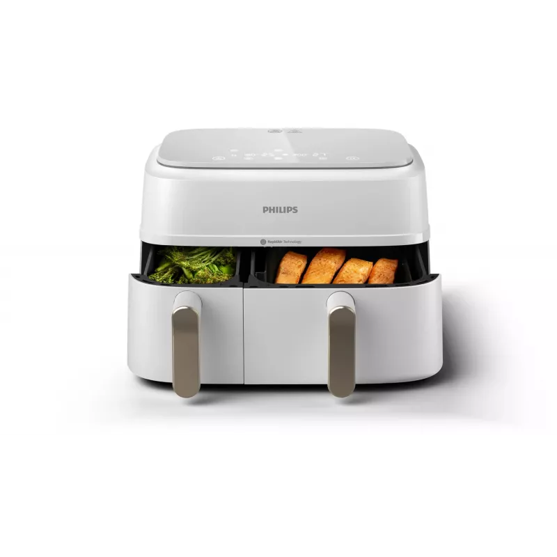 Fritadeira Philips série 3000 NA353/10 dupla 9 L de pé 2750 W fritadeira de ar quente prateado, branco