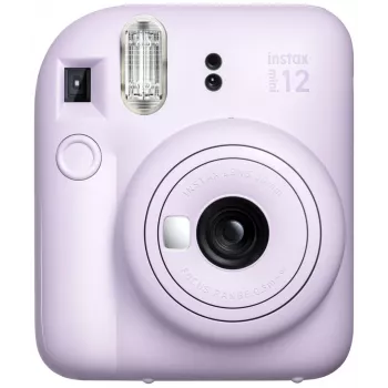 Máquina fotográfica instantânea Fujifilm Instax Mini 12 roxa — imagem 86×54 mm, filme 62×46 mm, distância focal 60 mm