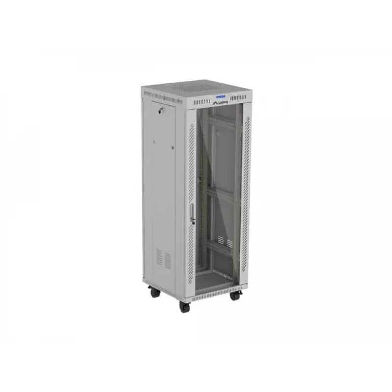 Armário rack de chão LANBERG 19 polegadas 32U 600×600 mm cinzento com portas perfuradas e LCD (embalagem plana)