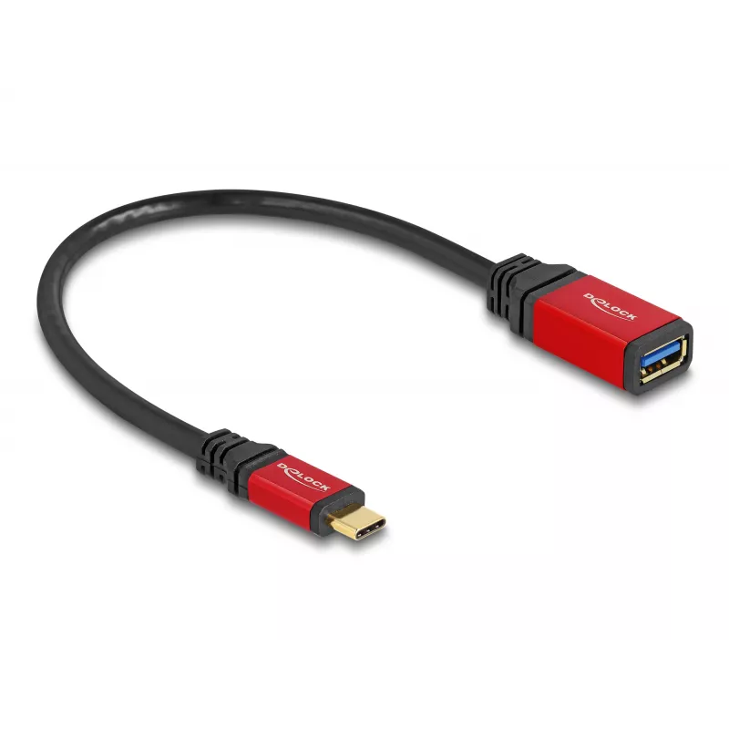 Adaptador USB DeLOCK 60172 USB Type-C macho para USB Type-A fêmea 10 Gbit/s 15 cm vermelho metal