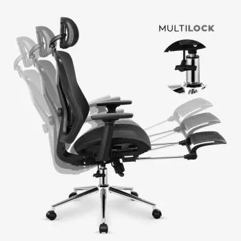 Cadeira giratória mark adler MA-EXPERT 5.7 — cadeira de escritório ergonómica em rede, altura ajustável, apoio de cabeça, braços, apoio de pés, preta