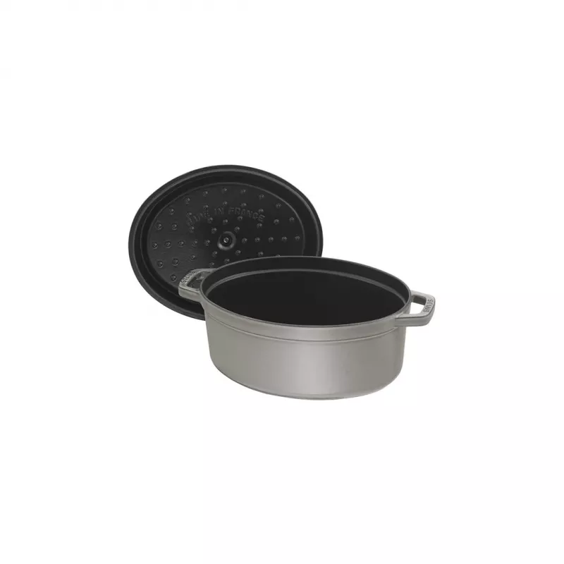 Cocotte oval em ferro fundido Staub 29 cm, cinzento grafite