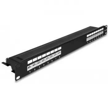 Painel de ligação DeLOCK 66876 1U Cat6a preto metal