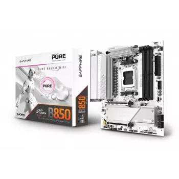 Placa-mãe Sapphire PURE B850M WIFI Micro ATX — AMD B850, Socket AM5, DDR5 até 8000 MHz, 4 DIMM, Wi‑Fi 6, 2,5 Gb LAN, 2× M.2, PCIe 5.0 x16