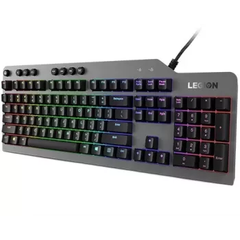 Teclado mecânico para gaming Lenovo Legion K500 – Full-Size 104 teclas USB, QWERTY US English, retroiluminação RGB, cinzento/preto