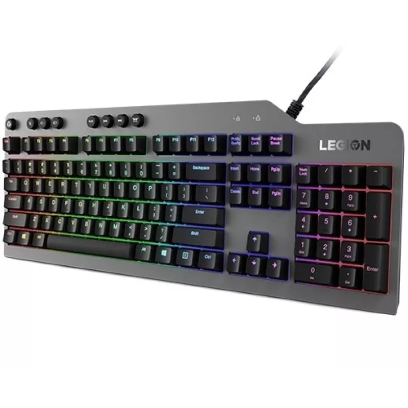 Teclado mecânico para gaming Lenovo Legion K500 – Full-Size 104 teclas USB, QWERTY US English, retroiluminação RGB, cinzento/preto