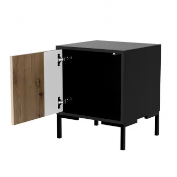 Mesa de cabeceira Cama Meble MERCI 44x40x52,5 cm, preto e carvalho, MDF/aglomerado, pack de 2