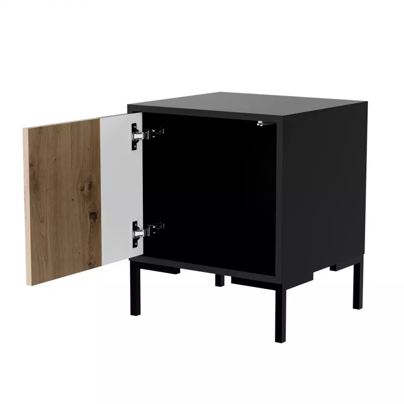 Mesa de cabeceira Cama Meble MERCI 44x40x52,5 cm, preto e carvalho, MDF/aglomerado, pack de 2