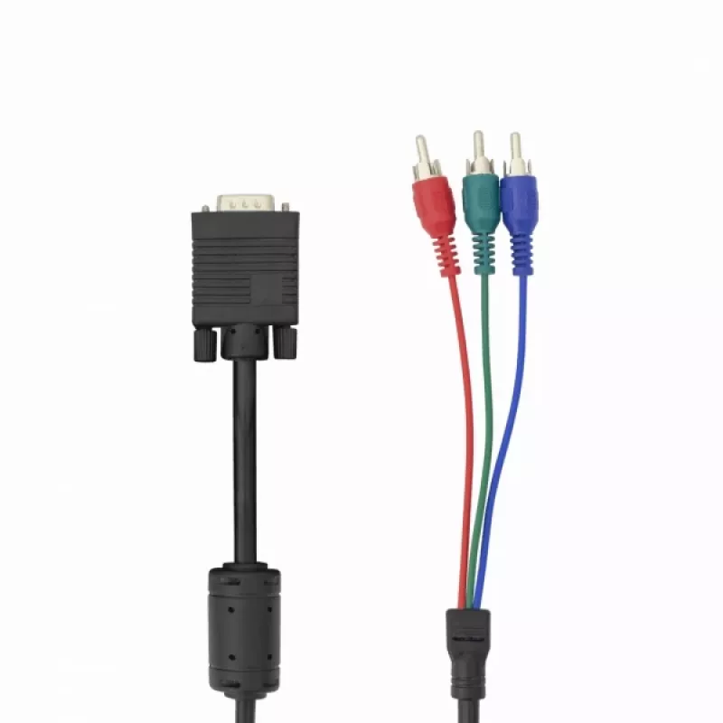 Cabo VGA para 3×RCA SBOX VGA-1022 M/M 2 m, ficha VGA para três RCA composite, 2 metros de comprimento
