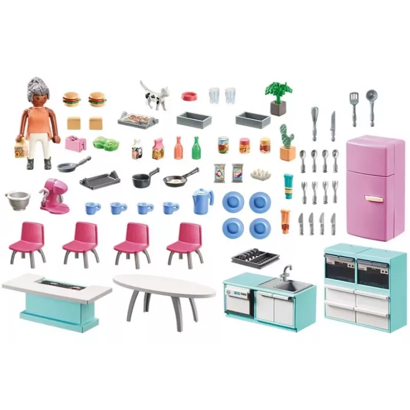 Cozinha Playmobil My Life Kitchen 71608 multicolorida plástico 4-10 anos