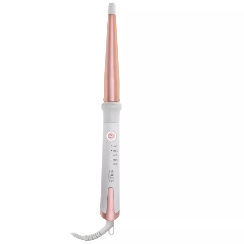 Ferro de encaracolar Adler AD 2119 – cónico, haste cerâmica 12–25 mm, regulável 120–200 °C, 45 W, rosa