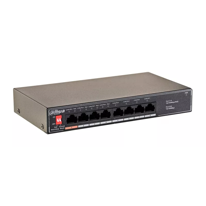 Dahua Technology PoE SF1008LP switch não gerido L2 Fast Ethernet (10/100) Power over Ethernet (PoE) preto