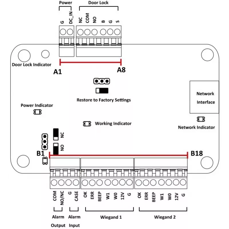 Controlador de acesso Hikvision DS-K2801 preto 237x285x69mm