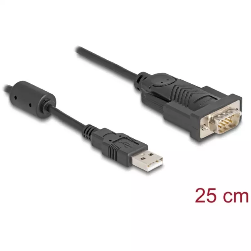 Adaptador DeLOCK USB 2.0 Type-A para série RS-232 D-Sub 9 pinos macho 0,25 m