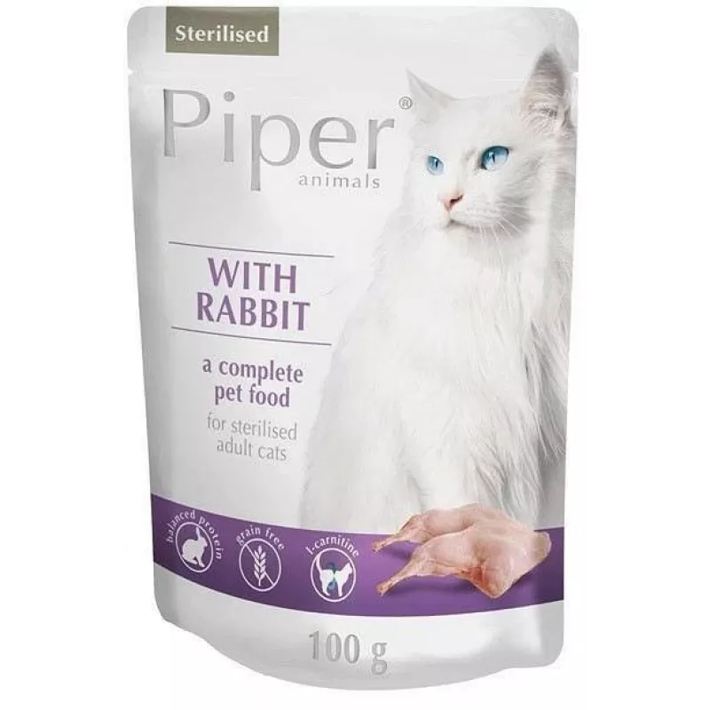 DOLINA NOTECI Piper Animals Sterilised Rabbit - Comida húmida para gatos - 100 g