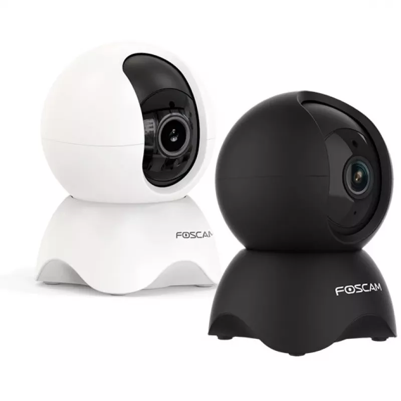 Foscam X5-B câmara de segurança IP, para interior, 5 MP 2592x1944, Wi-Fi e LAN, rotativa/inclinável, visão noturna de 8 m, deteção de pessoas, zoom digital 6x, preta