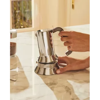 Cafeteira moka Alessi 9090/6 aço inoxidável altura 205 mm