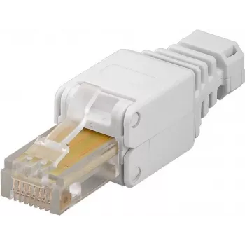 Ficha de rede RJ45 sem ferramentas Goobay CAT 5e UTP, branco - para condutores interiores flexíveis e rígidos, AWG 24-26 (68859)