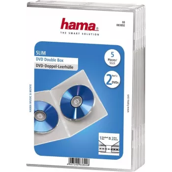 Estojo duplo para DVD Hama Jewel Case, fino 5, transparente 2 discos