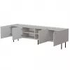 Móvel de TV Cama LUCCA 4D 200x40x59 cm, acabamento cashmere, tampo em aglomerado cinzento