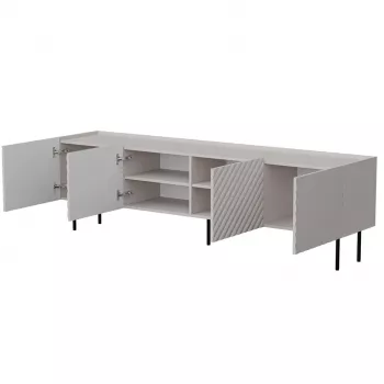 Móvel de TV Cama LUCCA 4D 200x40x59 cm, acabamento cashmere, tampo em aglomerado cinzento