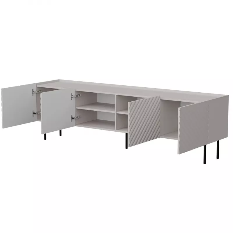 Móvel de TV Cama LUCCA 4D 200x40x59 cm, acabamento cashmere, tampo em aglomerado cinzento