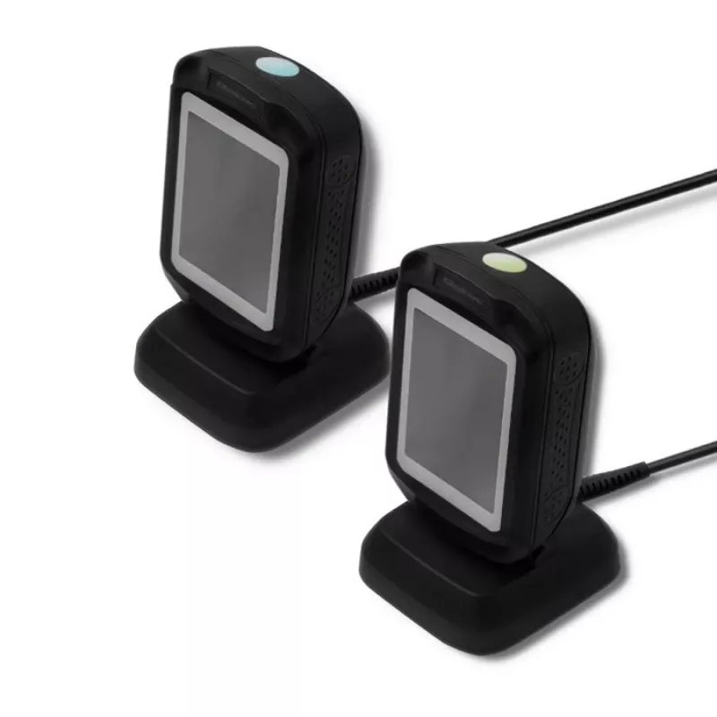 Leitor de códigos de barras fixo 1D/2D QOLTEC 50864, sensor LED, USB (com fios), preto, 145×85×80 mm