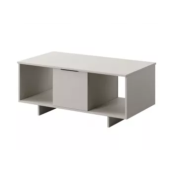 Mesa de centro Cama Meble ALMA 100×55×55 cm, tampo retangular bege, acabamento caxemira