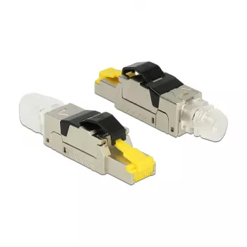 Conector de fios RJ45 DeLOCK 86485 preto prateado transparente amarelo